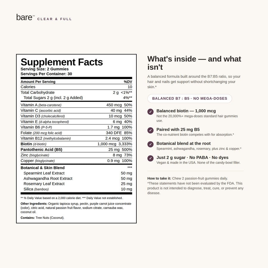Bare Clear & Full Supplement Facts
