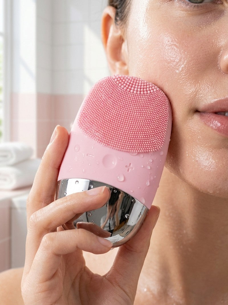Clean front-on product shot of Bare brush on soft lilac background